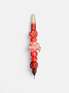 Handmade Beaded Dotting Tool in Coral Red